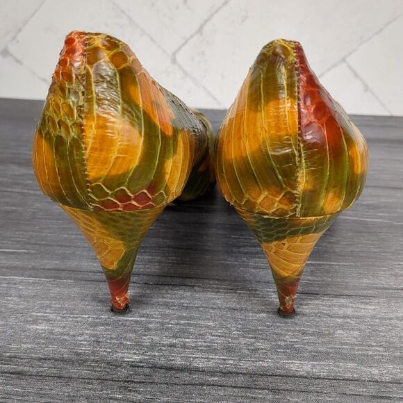 Vintage J Renee Leather Snake Skin Reptile Print Pump Heel Size 8.5 N Glam - Picture 3 of 11